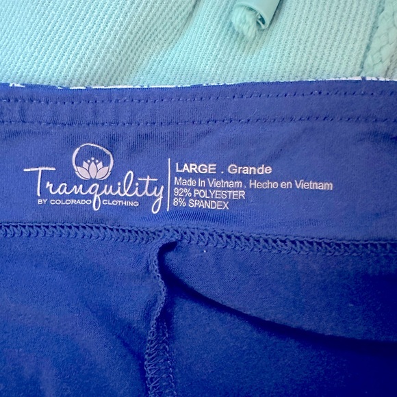 Tranquility blue & white tropical leaf print short lined golf tennis skirt Large - Picture 4 of 5